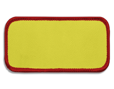 Blank Rectangle Patch 3 5/8" x 1 5/8" Yellow 15 on Red 01 Merrow Border