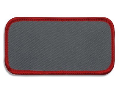 Blank Rectangle Patch 3 5/8" x 1 5/8" Graphite 22 on Red 01 Merrow Border