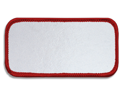 Blank Rectangle Patch 3 5/8" x 1 5/8" Brite White 51 on Red 01 Merrow Border