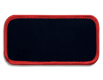 Blank Rectangle Patch  3 5/8" x 1 5/8" Navy 90 on Red 01 Merrow Border