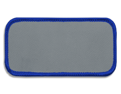 Blank Rectangle Patch 3 5/8" x 1 5/8" Silver 08 on Royal Blue 02 Merrow Border