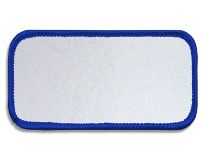 Blank Rectangle Patch 3 5/8" x 1 5/8" Brite White 51 on Royal Blue 02 Merrow Border