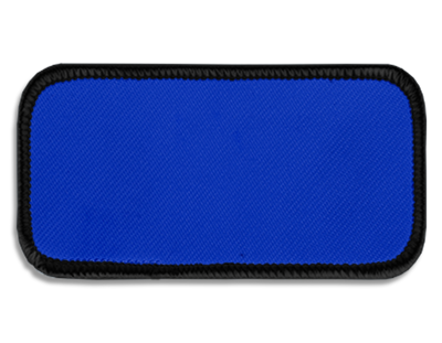 Blank Rectangle Patch 3 5/8" x 1 5/8" Royal 04 on Black 03 Merrow Border