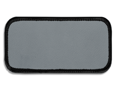 Blank Rectangle Patch 3 5/8" x 1 5/8" Silver 08 on Black 03 Merrow Border