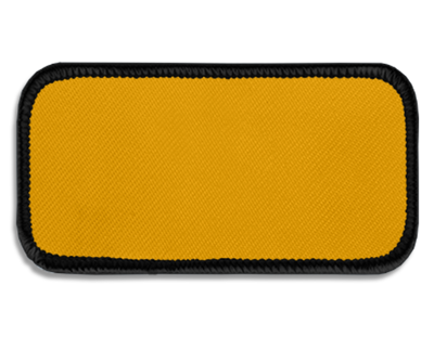 Blank Rectangle Patch 3 5/8" x 1 5/8" Dark Gold 20 on Black 03 Merrow Border