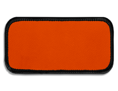 Blank Rectangle Patch 3 5/8" x 1 5/8" Orange 25 on Black 03 Merrow Border