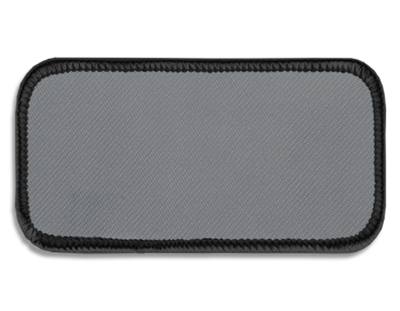 Blank Rectangle Patch 3 5/8" x 1 5/8" Heather Grey 42 on Black 03 Merrow Border