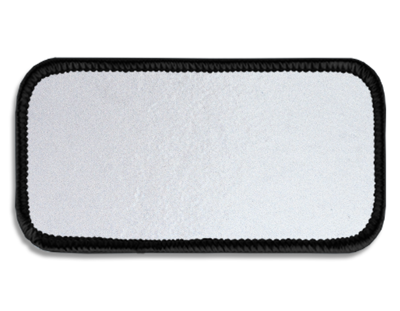 Blank Rectangle Patch 3 5/8" x 1 5/8" Brite White 51 on Black 03 Merrow Border