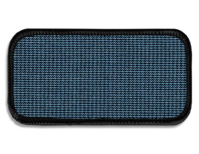 Blank Rectangle Patch 3 5/8" x 1 5/8" Black/Blue Houndstooth 82 on Black 03 Merrow Border