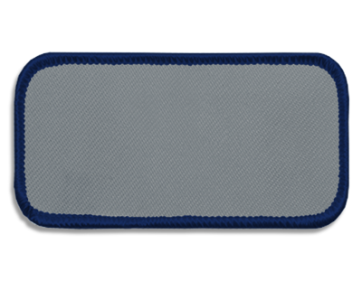 Blank Rectangle Patch 3 5/8" x 1 5/8" Silver 08 on Navy C 06 Merrow Border