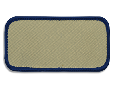 Blank Rectangle Patch 3 5/8" x 1 5/8" Tan 13 on Navy C 06 Merrow Border