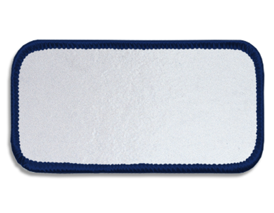 Blank Rectangle Patch 3 5/8" x 1 5/8" Brite White 51 on Navy C 06 Merrow Border
