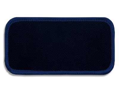 Blank Rectangle Patch 3 5/8" x 1 5/8" Check Mark Navy 90 on Navy C 06 Merrow Border