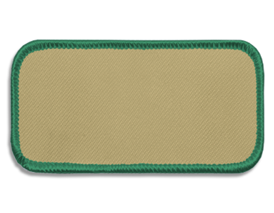 Blank Rectangle Patch 3 5/8" x 1 5/8" Tan 13 on Kelly Green 09 Merrow Border