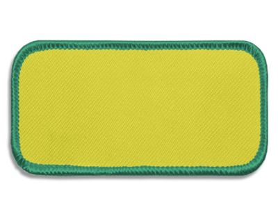 Blank Rectangle Patch 3 5/8" x 1 5/8" Yellow 15 on Kelly Green 09 Merrow Border