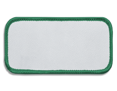 Blank Rectangle Patch 3 5/8" x 1 5/8" White 18 on Kelly Green 09 Merrow Border