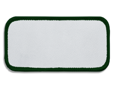 Blank Rectangle Patch 3 5/8" x 1 5/8" White 18 on Spruce 10 Merrow Border