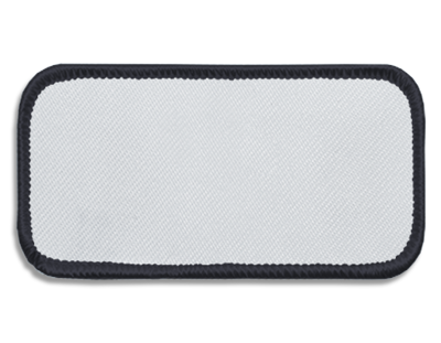 Blank Rectangle Patch 3 5/8" x 1 5/8" White 18 on Charcoal 11 Merrow Border