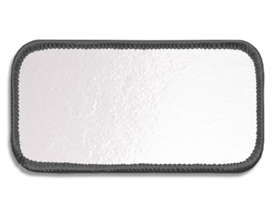 Blank Rectangle Patch 3 5/8" x 1 5/8" Brite White 51 on Charcoal 11 Merrow Border
