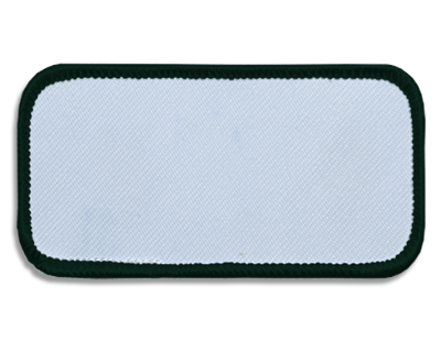 Blank Rectangle Patch 3 5/8" x 1 5/8" White 18 on Army Green 13 Merrow Border