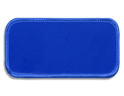 Blank Rectangle Patch 3 5/8" x 1 5/8" Royal 04 on Pacific Blue 14 Merrow Border