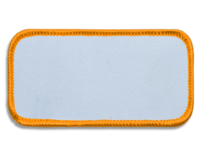 Blank Rectangle Patch 3 5/8" x 1 5/8" White 18 on Dark Gold 16 Merrow Border