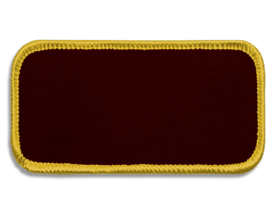 Blank Rectangle Patch 3 5/8" x 1 5/8" Garnet 38 on Medium Gold 17 Merrow Border