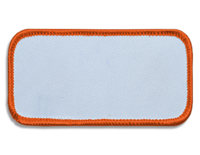 Blank Rectangle Patch 3 5/8" x 1 5/8" White 18 on Mango 18 Merrow Border