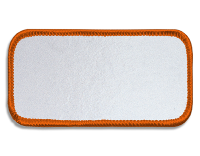 Blank Rectangle Patch 3 5/8" x 1 5/8" Bright White 51 on Mango 18 Merrow Border