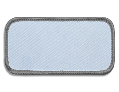 Blank Rectangle Patch 3 5/8" x 1 5/8" White 18 on Silver Grey 19 Merrow Border