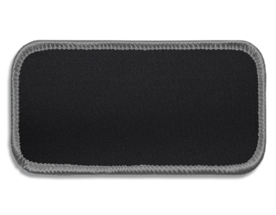 Blank Rectangle Patch 3 5/8" x 1 5/8" Charcoal Grey 19 on Silver Grey 19 Merrow Border