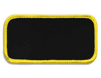 Blank Rectangle Patch 3 5/8" x 1 5/8" Black 07 on Yellow 20 Merrow Border