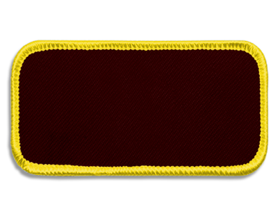 Blank Rectangle Patch 3 5/8" x 1 5/8" Garnet 38 on Yellow 20 Merrow Border