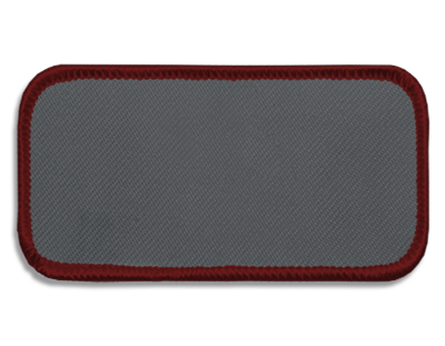 Blank Rectangle Patch 3 5/8" x 1 5/8" Graphite 22 on Garnet 24 Merrow Border