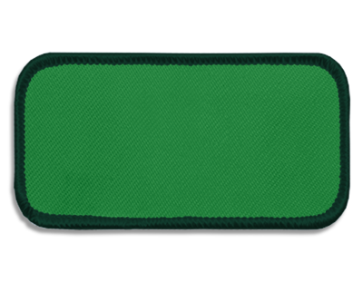 Blank Rectangle Patch 3 5/8" x 1 5/8" Dark Green 09 on Sail Green 28 Merrow Border