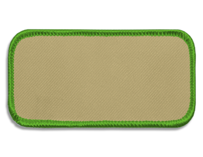 Blank Rectangle Patch 3 5/8" x 1 5/8" Tan 13 on Lime Green 35 Merrow Border