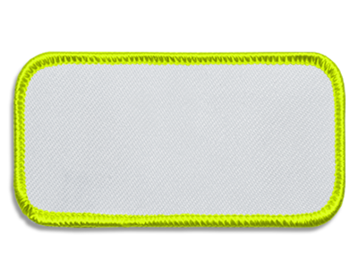 Blank Rectangle Patch 3 5/8" x 1 5/8" White 18 on Swt Pea Neon 36 Merrow Border