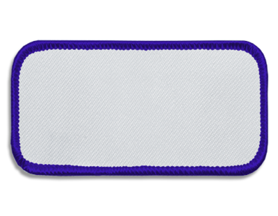 Blank Rectangle Patch 3 5/8" x 1 5/8" White 18 on Grape 39 Merrow Border