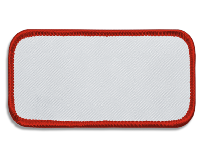 Blank Rectangle Patch 3 5/8" x 1 5/8" White 18 on Dark Red 42 Merrow Border