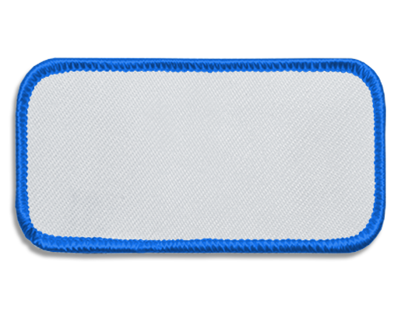 Blank Rectangle Patch 3 5/8" x 1 5/8" White 18 on Sky Blue 54 Merrow Border