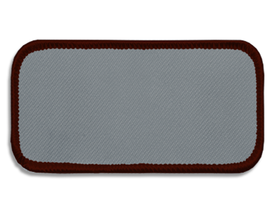 Blank Rectangle Patch 3 5/8" x 1 5/8" Silver 08 on Maroon 55 Merrow Border