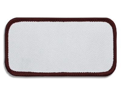 Blank Rectangle Patch 3 5/8" x 1 5/8" White 18 on Maroon 55 Merrow Border