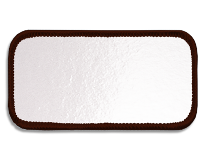 Blank Rectangle Patch 3 5/8" x 1 5/8" Brite White 51 on Maroon 55 Merrow Border