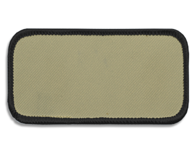 Blank Rectangle Patch 3 5/8" x 1 5/8" Tan 13 on Special Grey 58 Merrow Border