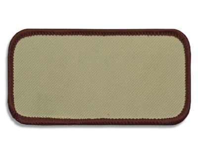 Blank Rectangle Patch 3 5/8" x 1 5/8" Tan 13 on Seal Brown 62 Merrow Border