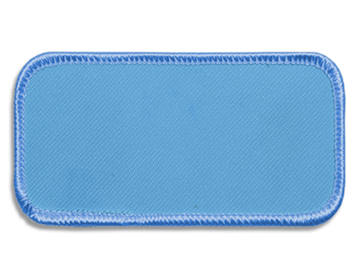 Blank Rectangle Patch 3 5/8" x 1 5/8" Light Blue 21 on Ice Blue 68 Merrow Border
