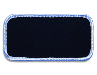 Blank Rectangle Patch 3 5/8" x 1 5/8" Dark Navy 01 on Light Blue 76 Merrow Border