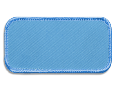 Blank Rectangle Patch 3 5/8" x 1 5/8" Light Blue 21 on Light Blue 76 Merrow Border