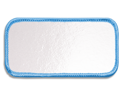 Blank Rectangle Patch 3 5/8" x 1 5/8" Brite White 51 on Light Blue 76 Merrow Border