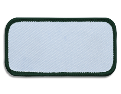 Blank Rectangle Patch 3 5/8" x 1 5/8" White 18 on Dark Green 81 Merrow Border